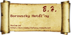 Borovszky Hetény névjegykártya